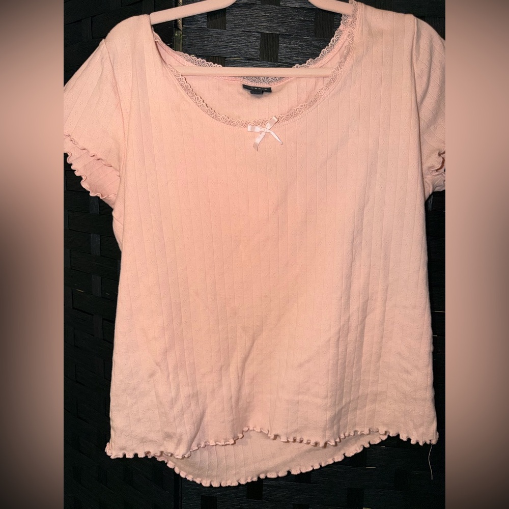 Torrid Soft Pink Lace Trim Tee